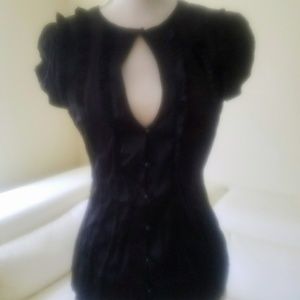 Black Silk Bebe top with keyhole